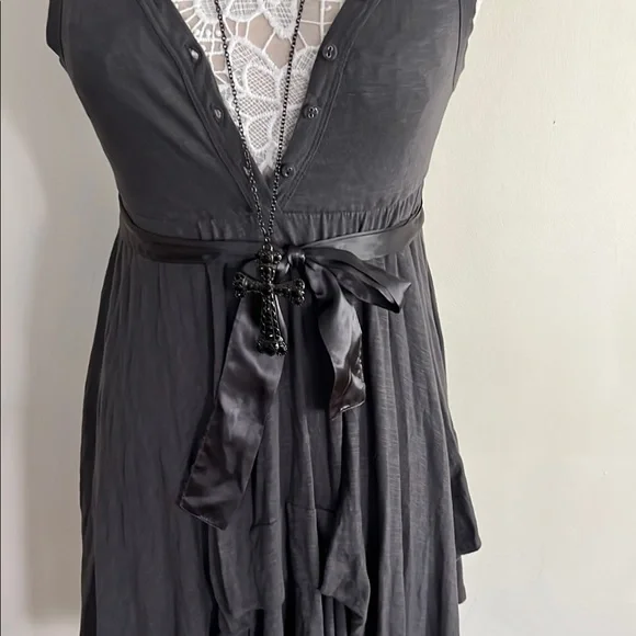 Buffalo David Bitton Gray Asymmetrical Wrap Sundress - Picture 4 of 15